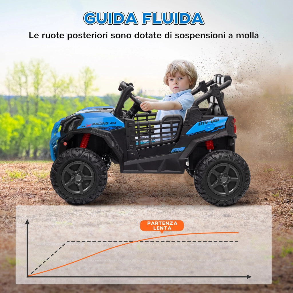 Macchina Elettrica per Bambini 24V 2 Posti ¨C Xylo ¨C Blu con Telecomando 3 Velocit¨¤ 3-8 Anni