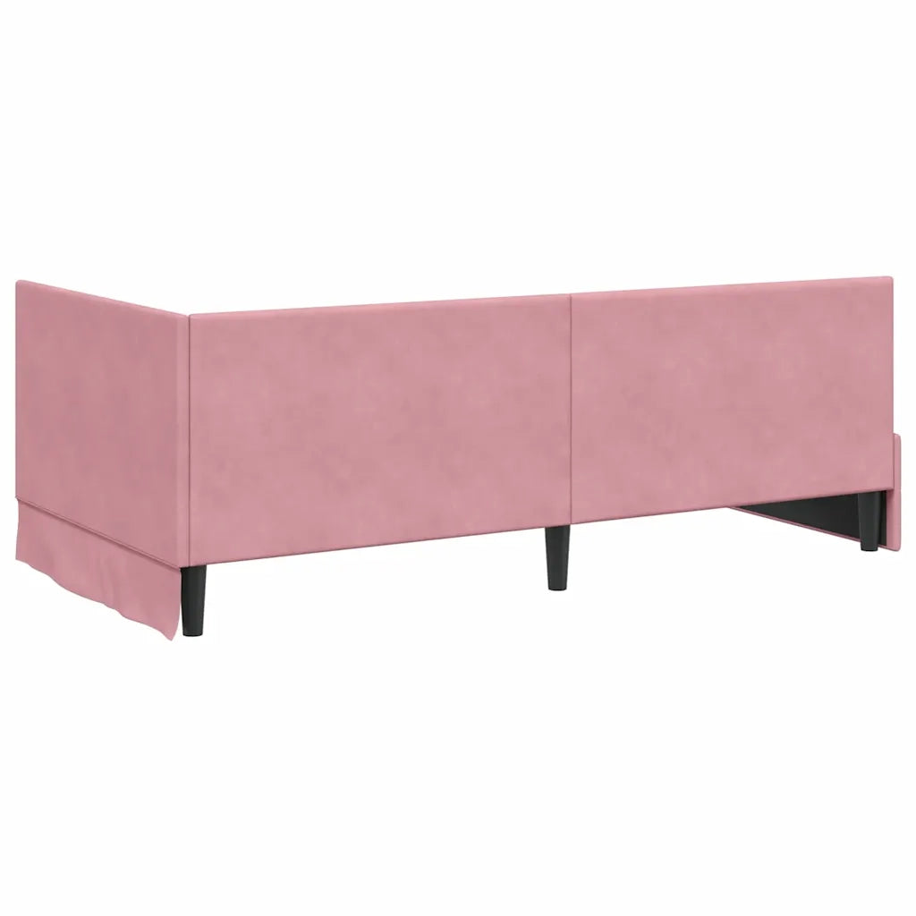 Cornice del letto ad angolo Rosa 100 cm x 200 cm Velluto 42016401