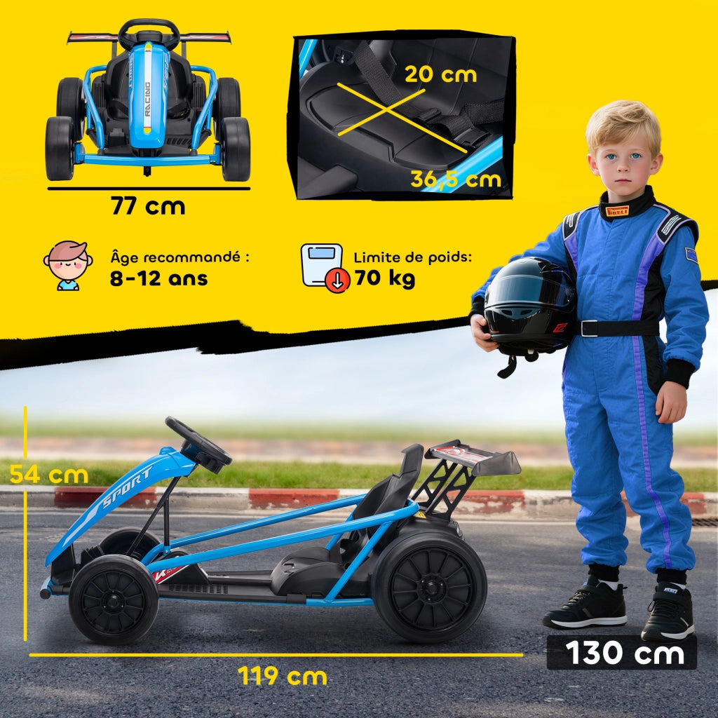 Go Kart elettrico per bambini ¨C Xylo ¨C blu 119x77x54 cm