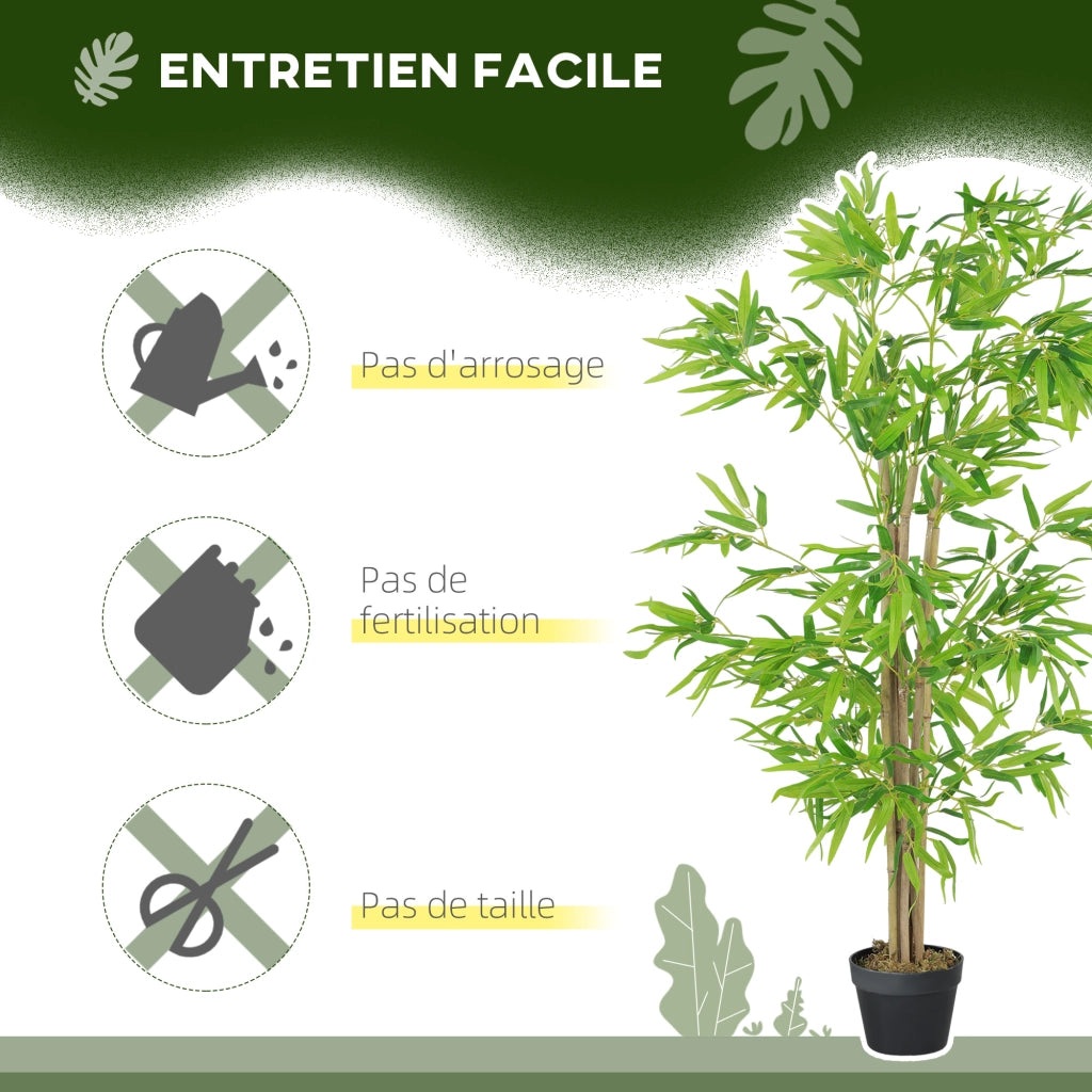 Bamb¨´ Artificiale 2 Pezzi ¨C Minimal ¨C 1.5m Verde Nero con Vaso