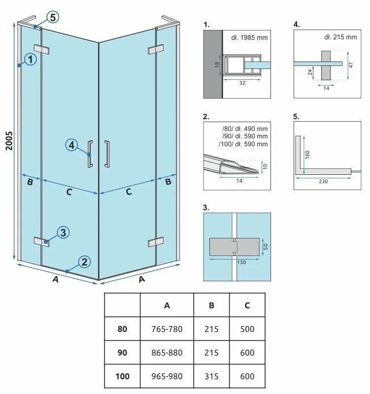 Cabina Doccia Rea Hugo Double Black 100x100