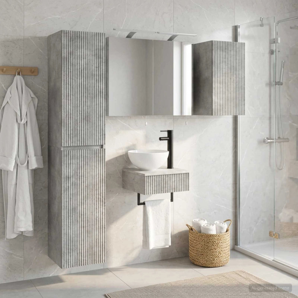 Set di mobili per il bagno 5 pz Grigio Cemento 3407242