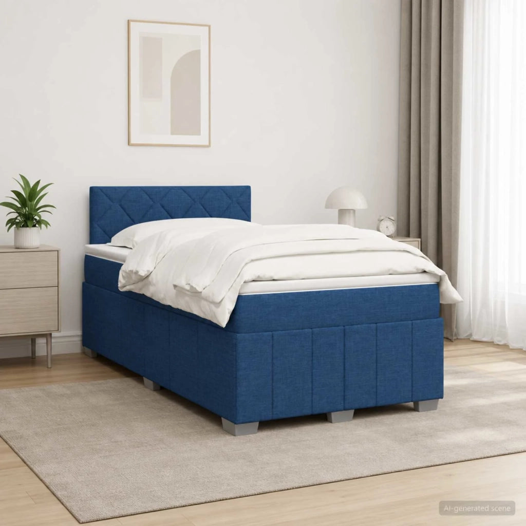 Letto box spring con materasso Blu 120 x 200 cm Tessuto 3451198