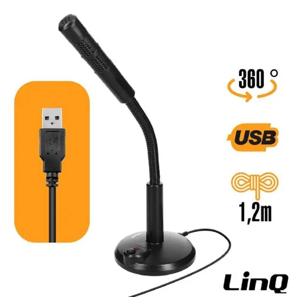 Trade Shop - Microfono Da Tavolo Regolabile Con Usb Per Pc Notebook U780 Suono Omnidirezionale -