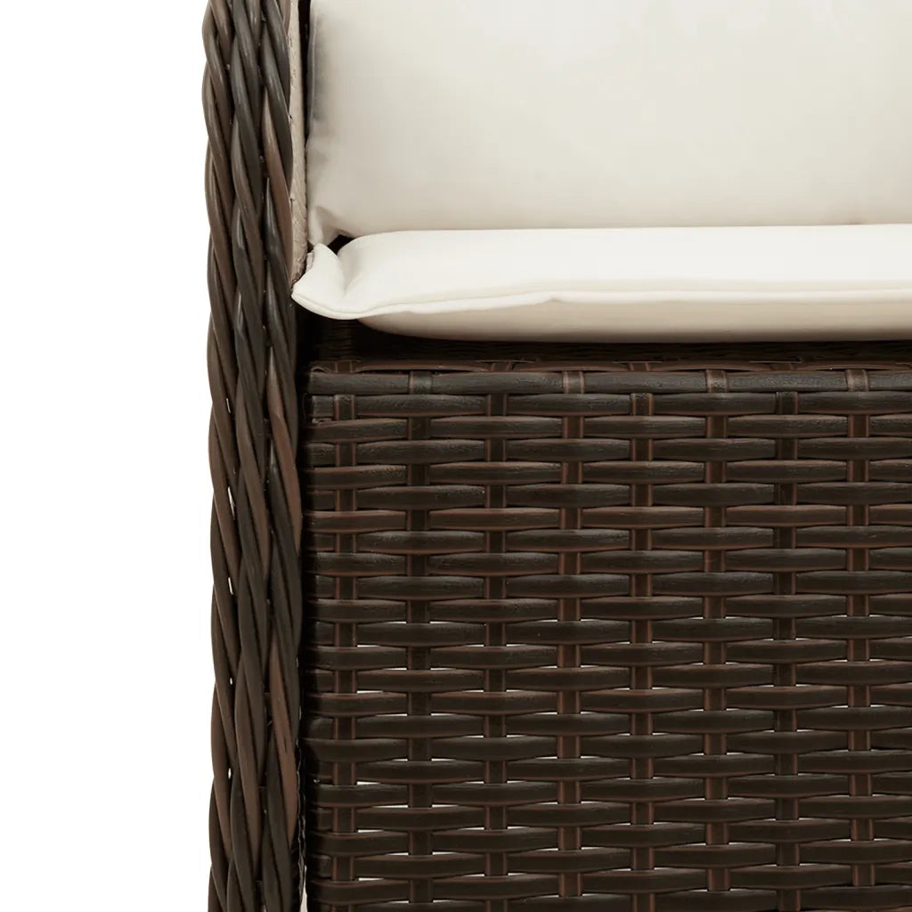Set da Pranzo da Giardino 5pz con Cuscini in Polyrattan Marrone 3211936