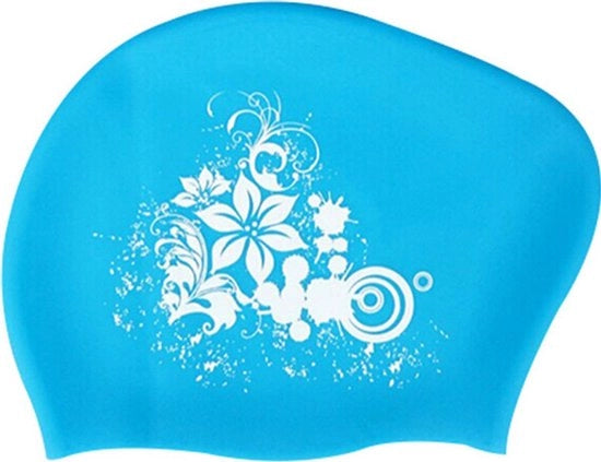 Badmuts con capelli lunghi, blu/bianco