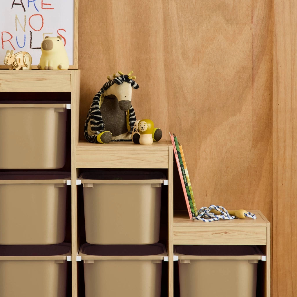 Mobile contenitore per bambini a scala con 6 contenitori, beige