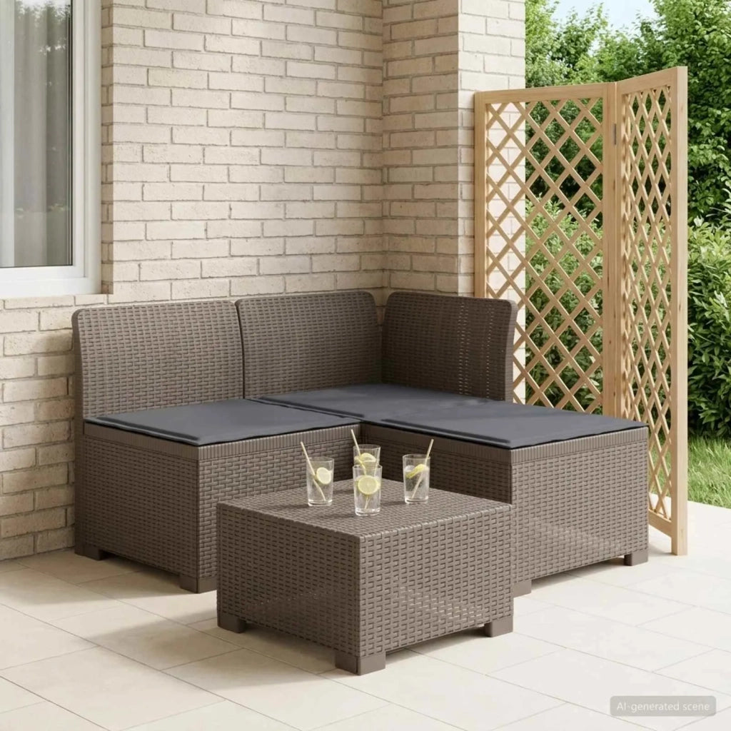 Divano da esterno-Divano da Giardino 3 posti con cuscini in look rattan PP 778197