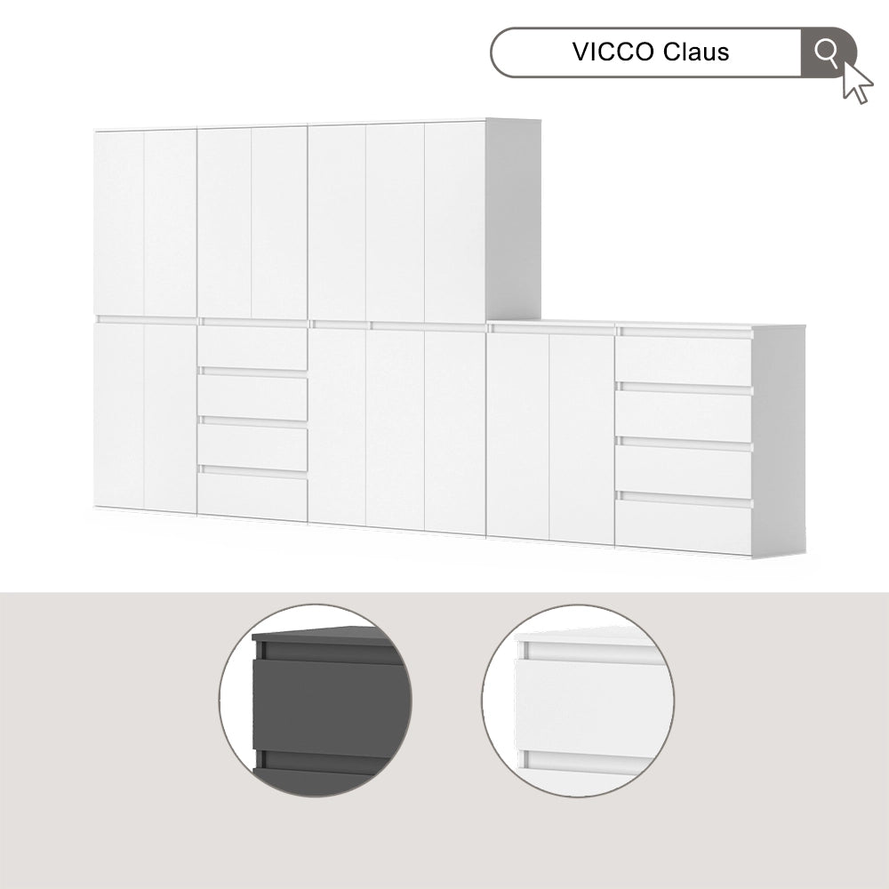 Vicco Armadio Bianco 74 x 191.5 cm con 4 cassetti