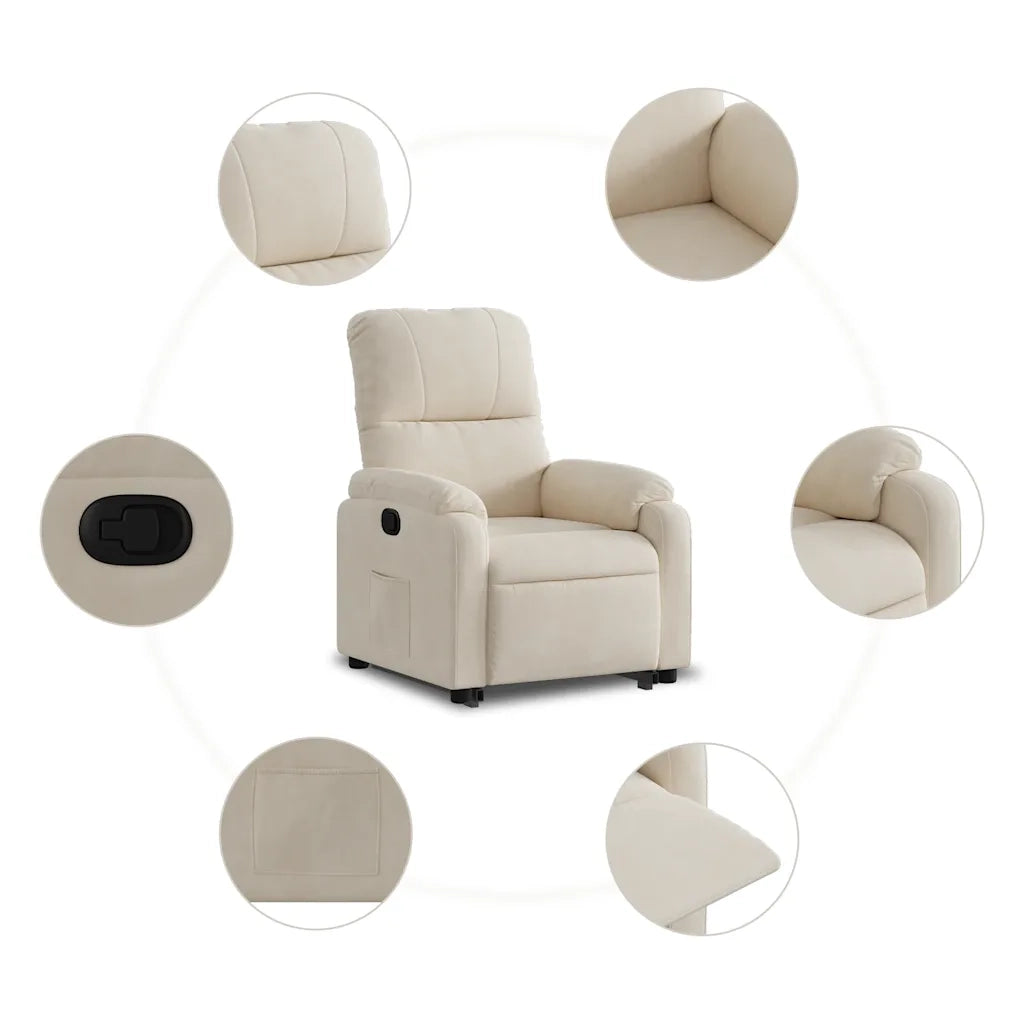 Poltrona Alzapersona Reclinabile Beige in Tessuto Microfibra