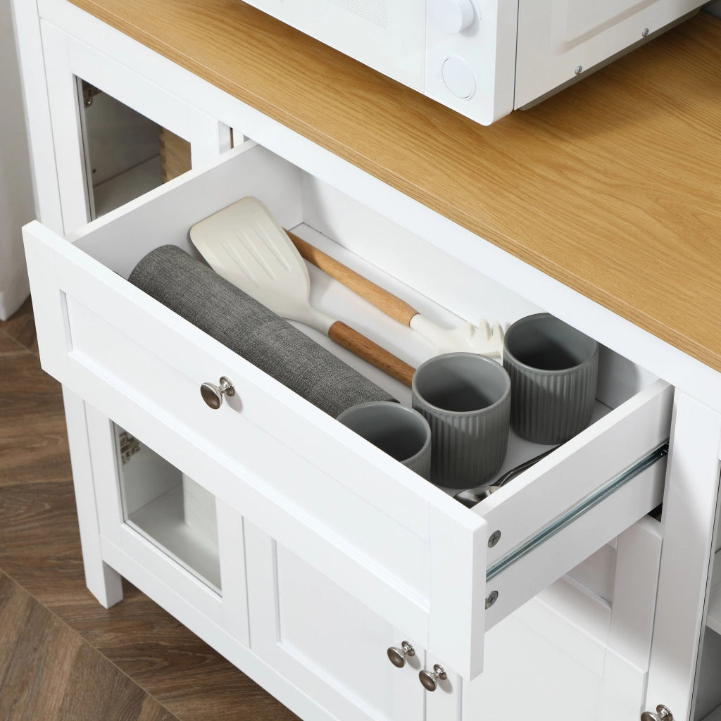 Mobile buffet con ante in vetro e cassetti ¨C Xylo ¨C bianco 120x40x90cm