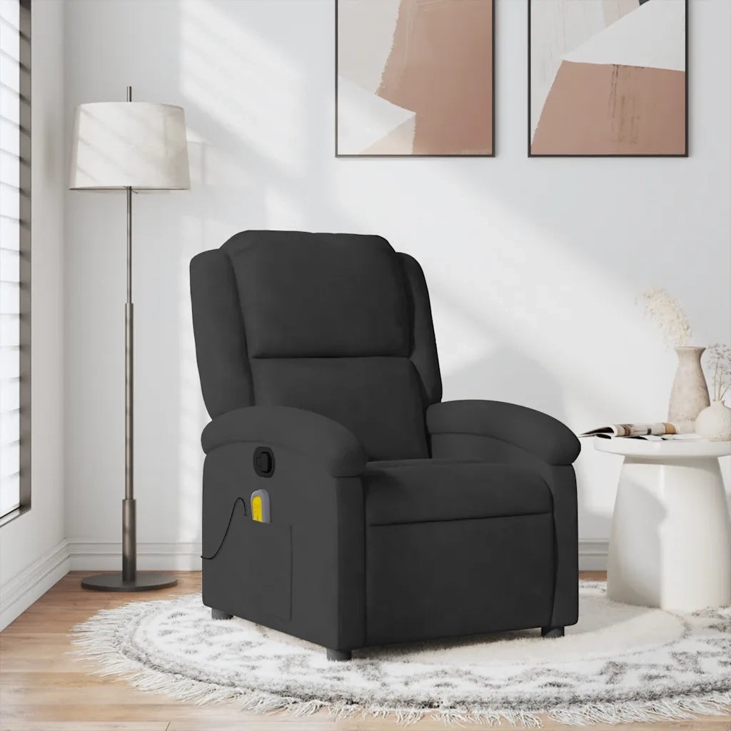 Poltrona Massaggiante | Sedia Relax Reclinabile Nera in Velluto