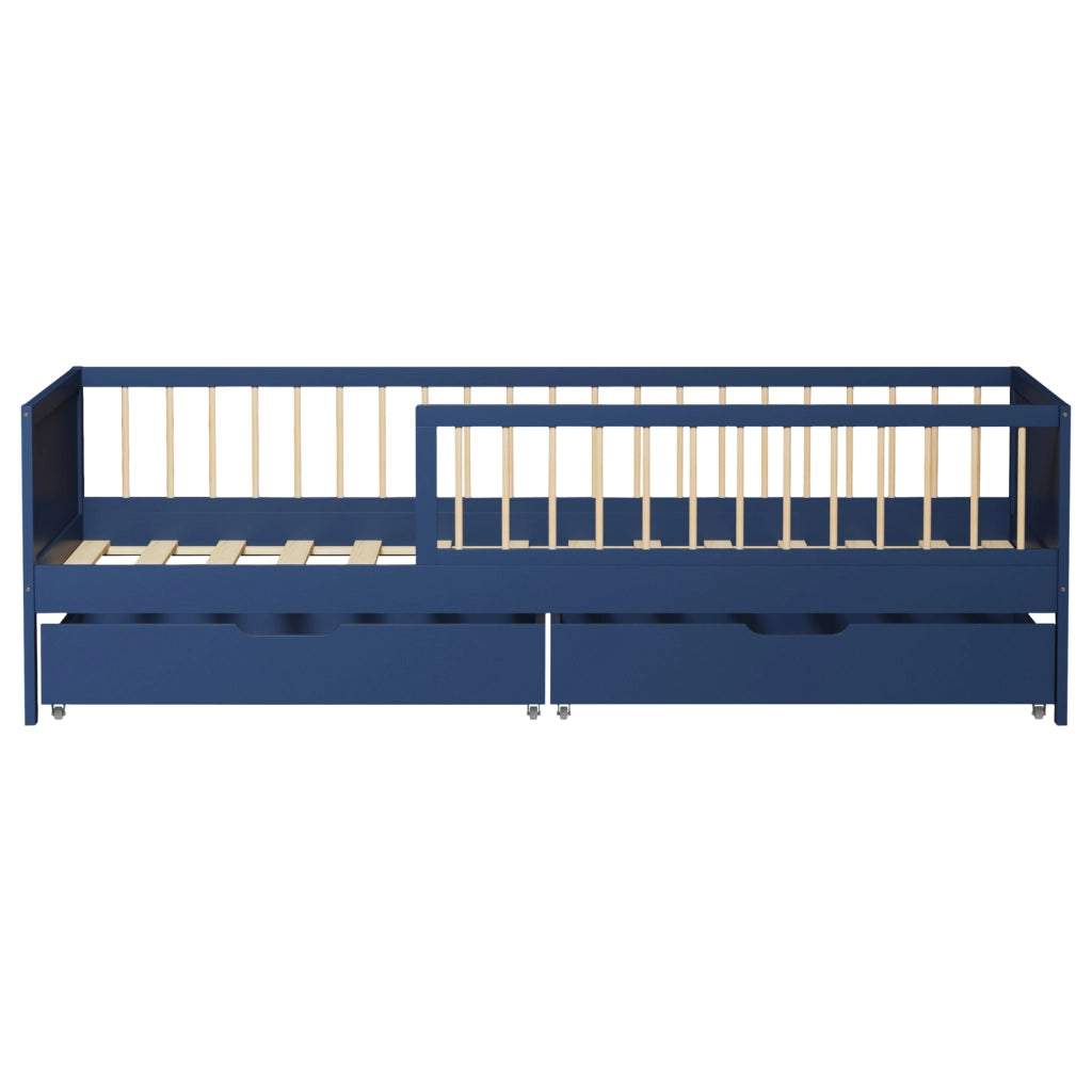 Letto blu scuro per bambini 190x90cm con cassetti ADAM