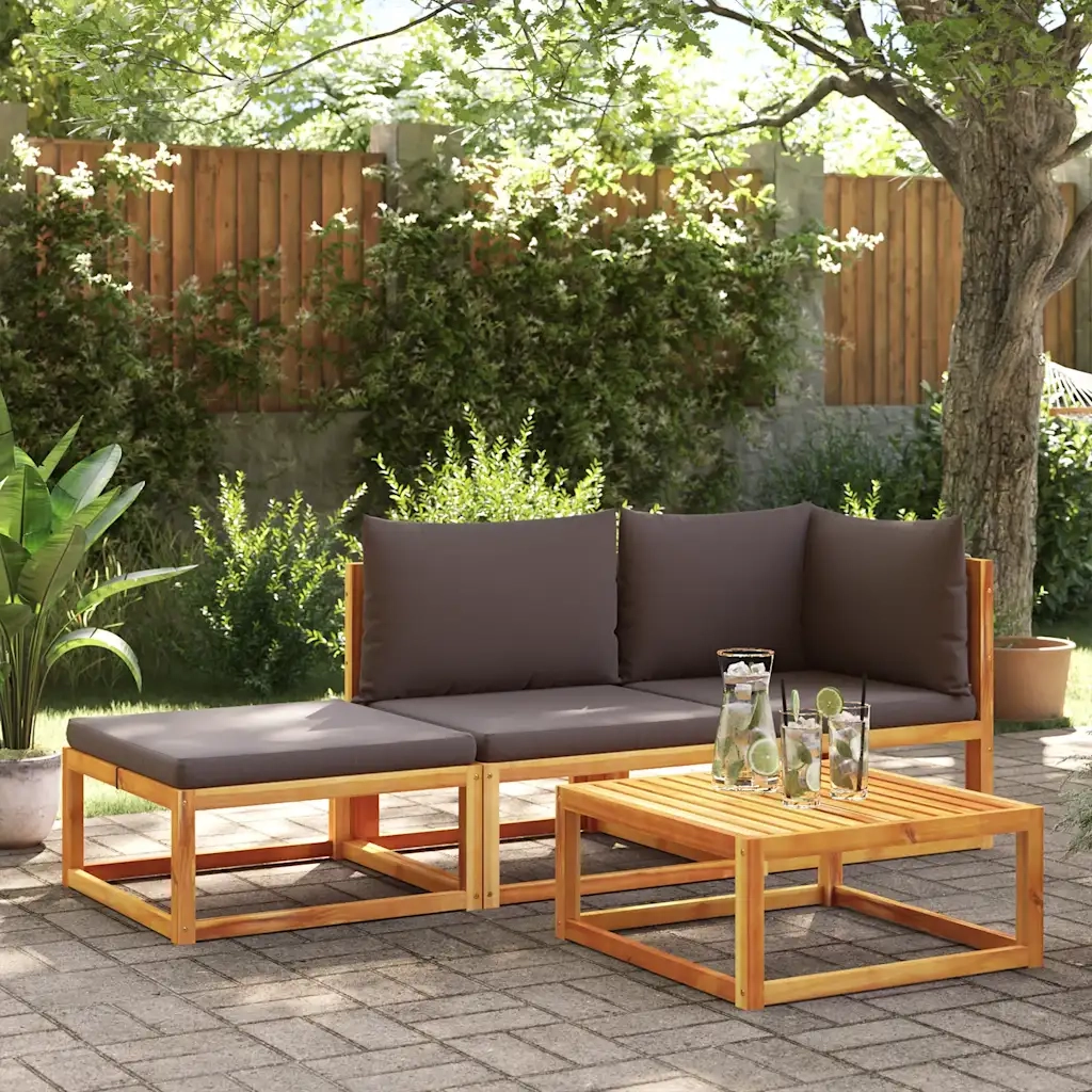 Divano da giardino con cuscini 2 posti in legno di acacia e corda 4008163