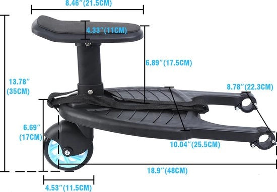 Pattino per Carrello con Sedia per Bambini, Plank per Carrello per Bambini con Organizzatore per Accessori per Bambini, Plank per Carrello per Bambini con Portata di 25Kg