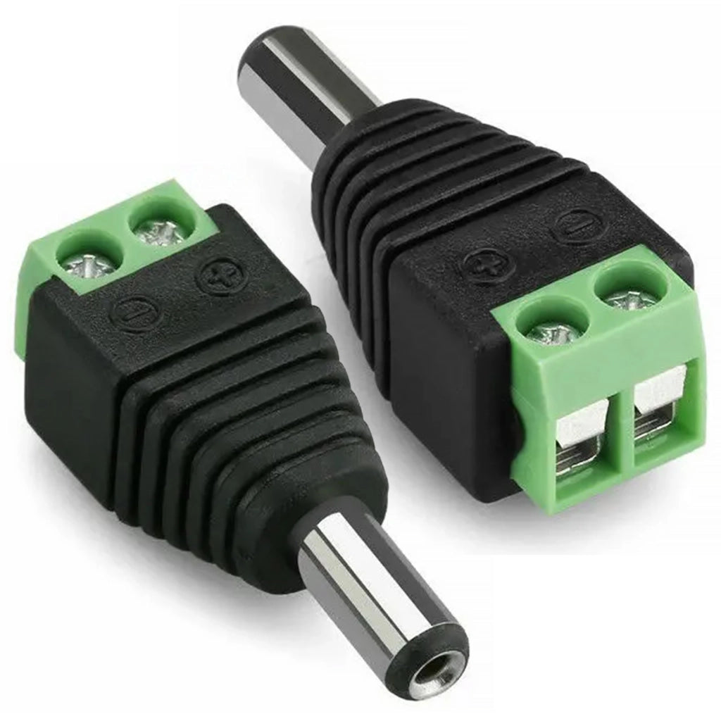 Connettore Maschio CCTV 5,5mm/2,1mm – Alta Qualità, Connessione a Vite | 30V DC, 2A