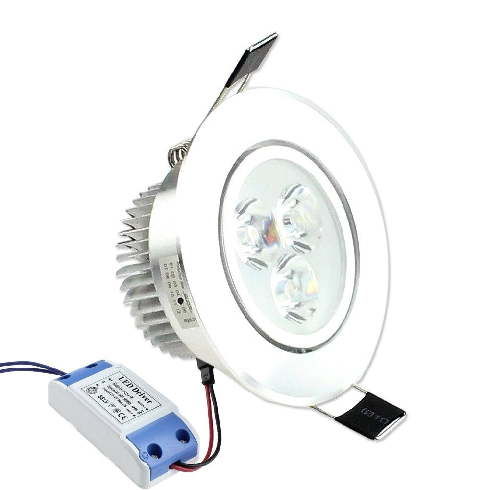 Trade Shop - Faretto 3 Led 3 W Ad Incasso Con Alette A Molla Rotondo Luce Fredda O Calda -