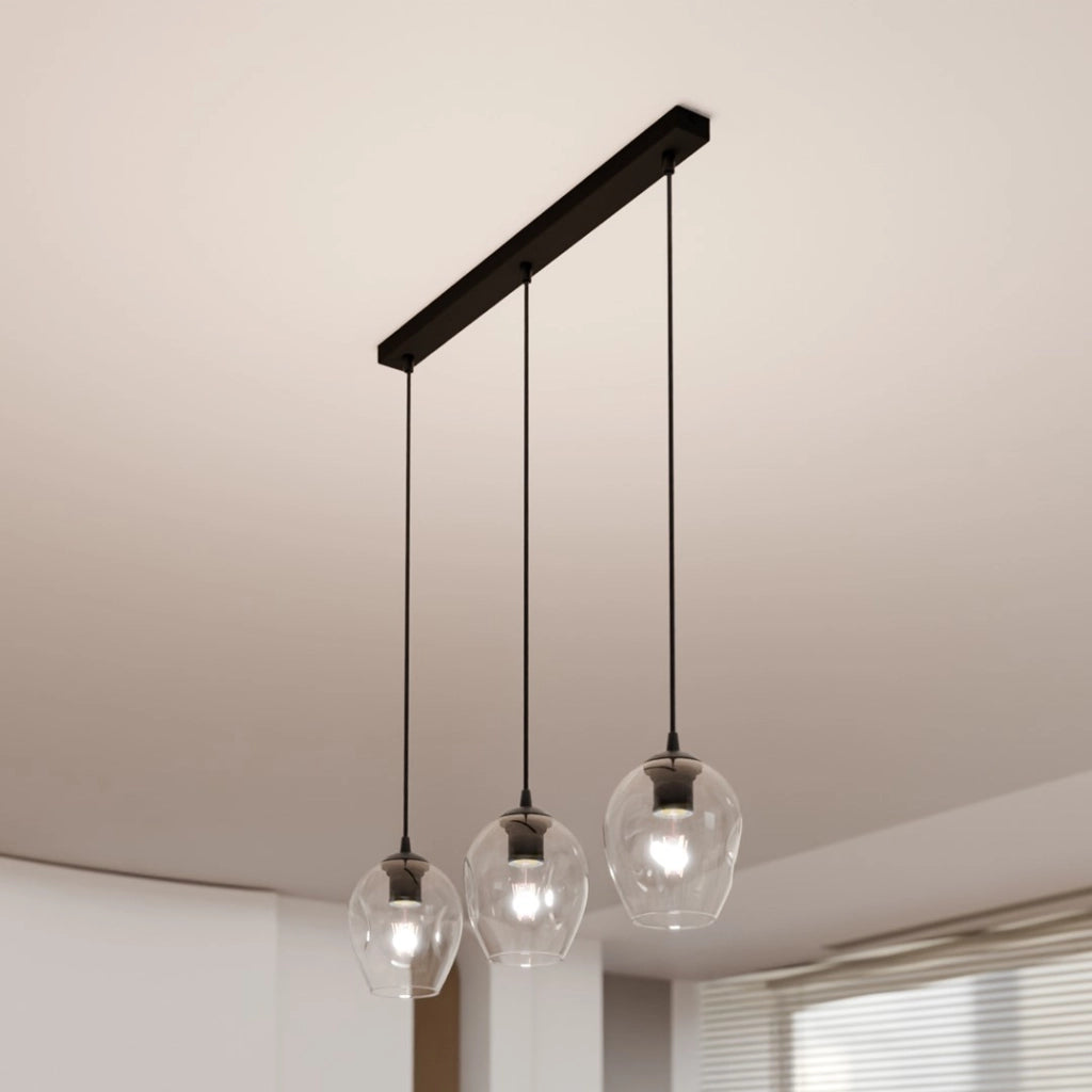 Emibig lampadario ISTAR 3 3xE27 vetro trasparente nero