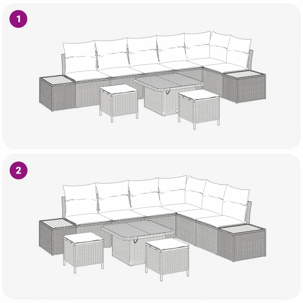 Set Divano da Giardino con cuscino 9 pcs Grigio 3363323