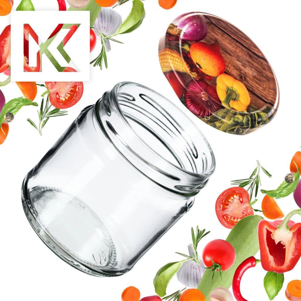 Barattoli per conserve KADAX Lerma 200ml 50 pezzi 66mm + coperchi "Pepper"