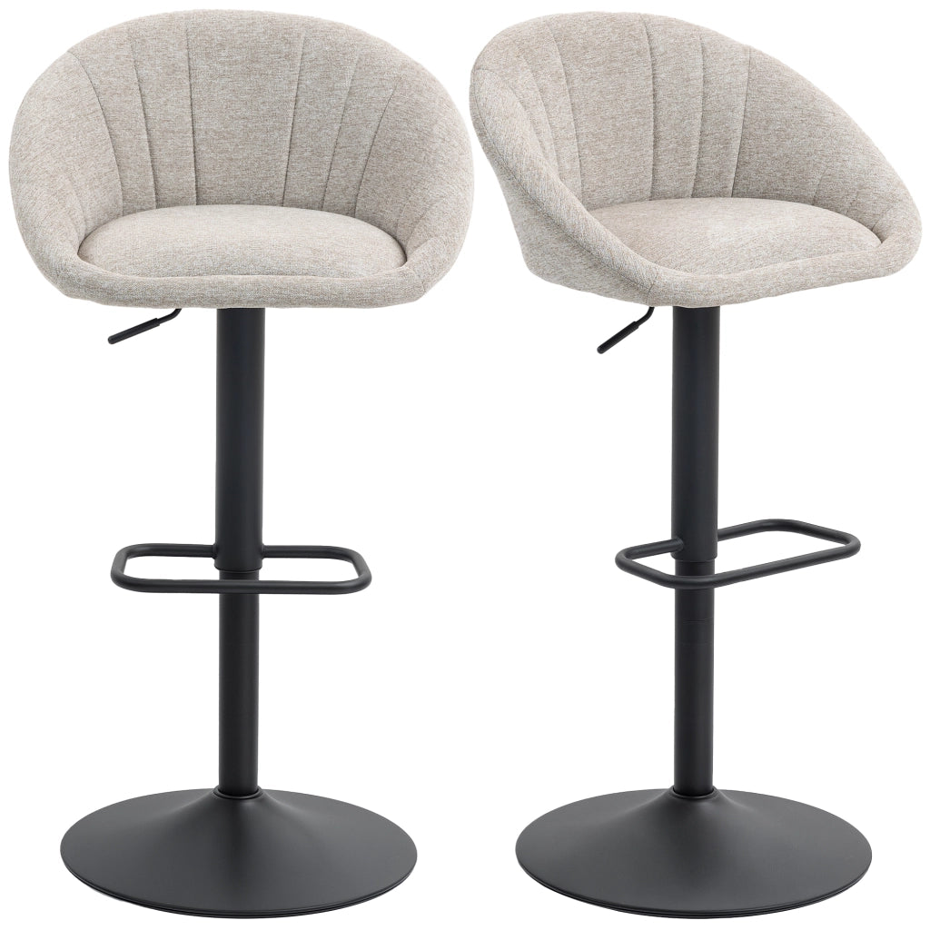 Sgabelli da bar con schienale e braccioli ¨C zephmum ¨C beige, altezza regolabile, 2 pezzi