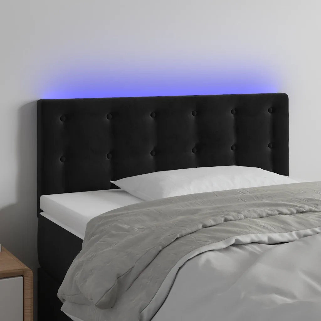 Testiera a LED Nera 80x5x78/88 cm in Velluto 3122078
