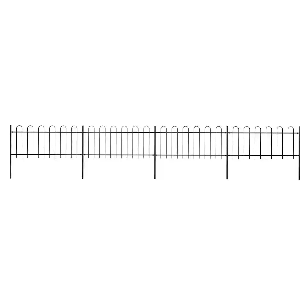 Recinzione da Giardino | Recinzione da cortile con Parte Superiore ad Anello in Acciaio 714,5x80 cm Nero