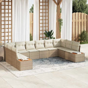 Set Divano da Giardino 10 pcs Beige e Crema Polyrattan