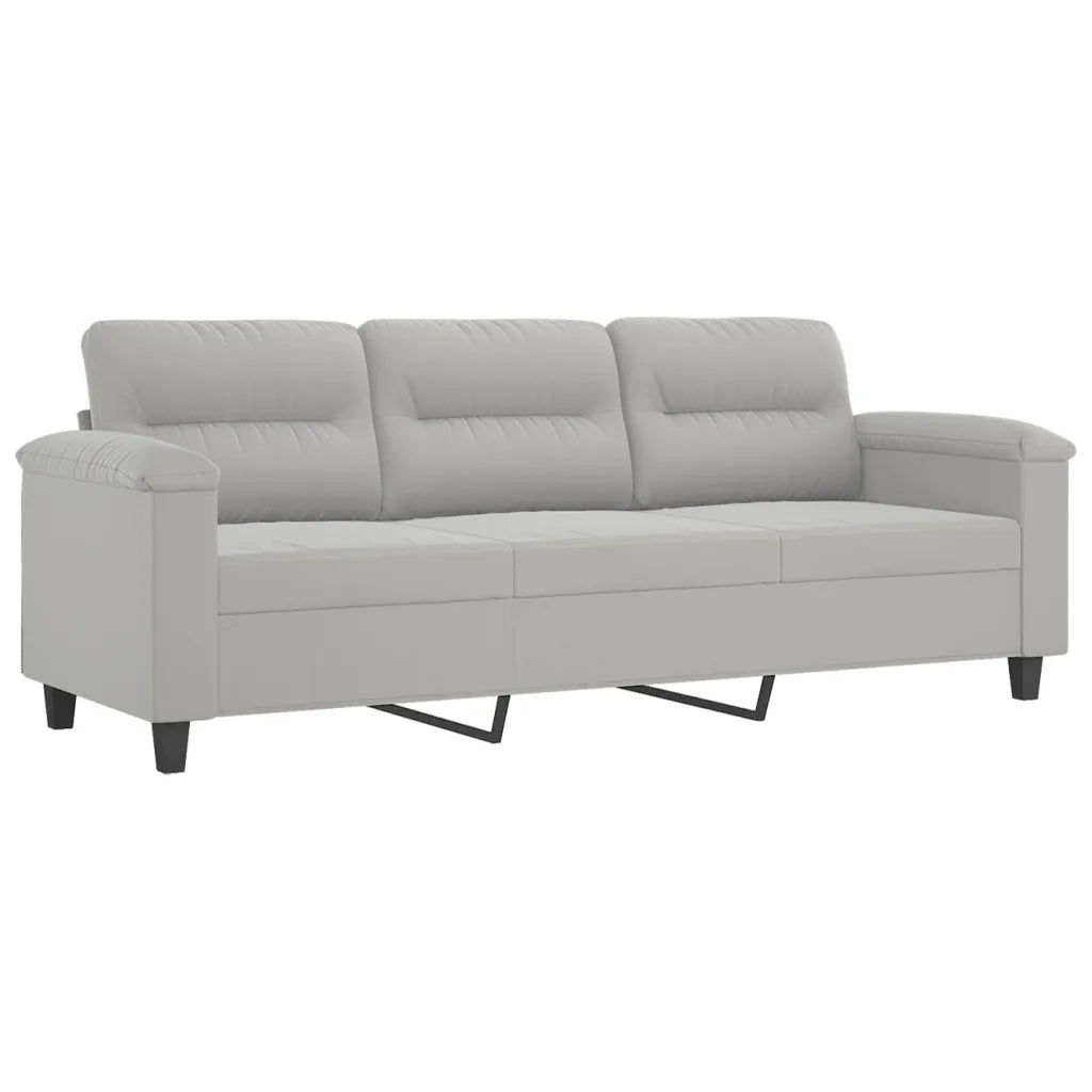 Set Divani 3 pz con Cuscini Grigio Chiaro in Tessuto Microfibra 3202357