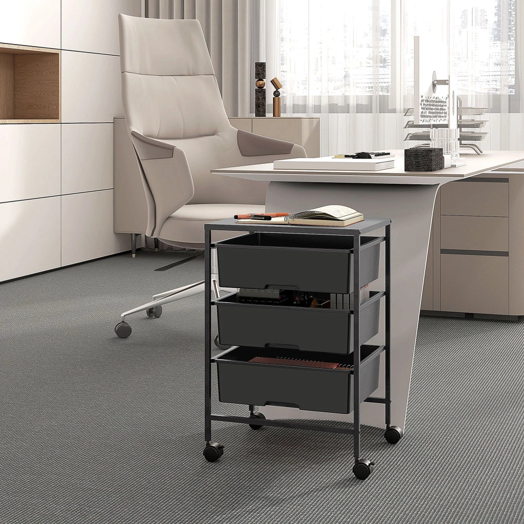 Carrello con 3 cestini ¨C Minimal ¨C Nero 40.8x33.5x60.5 cm
