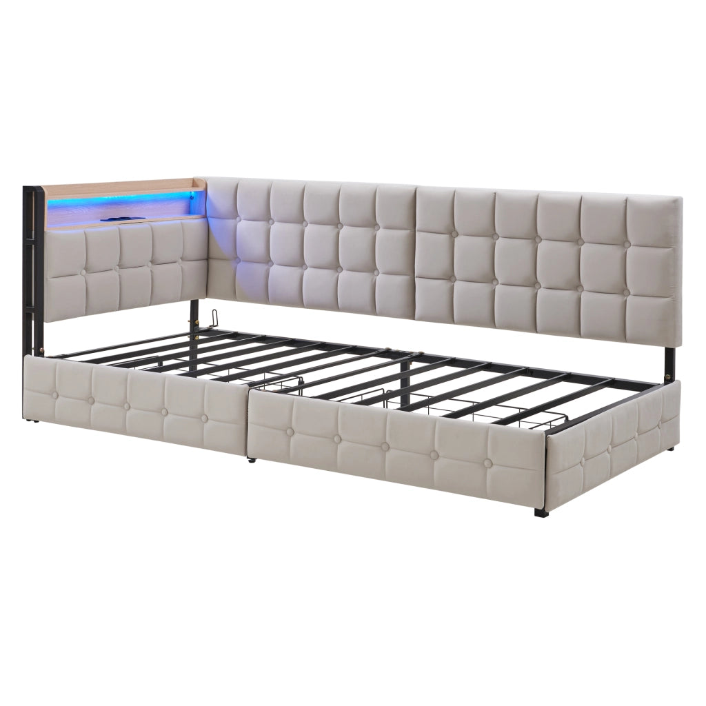 Divano letto imbottito tessuto 90x200 cm