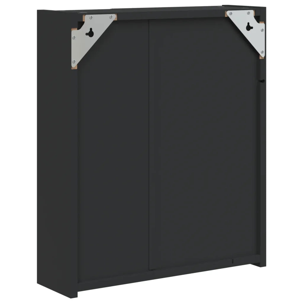 Armadietto Bagno con Specchio e LED-Mobile bagno con specchio Nero 45x13x52 cm