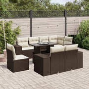 Set Divani da Giardino 9pz con Cuscini Marrone in Polyrattan 3269303