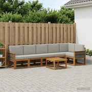 Set di divani da esterno 7 pcs Naturale e Grigio Chiaro 3385267