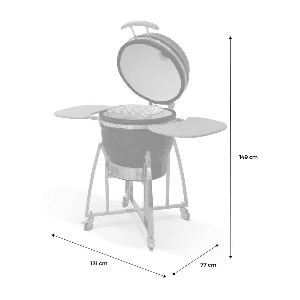 Barbecue a carbone, griglia e affumicatore, ceramica 54,5cm con ruote,