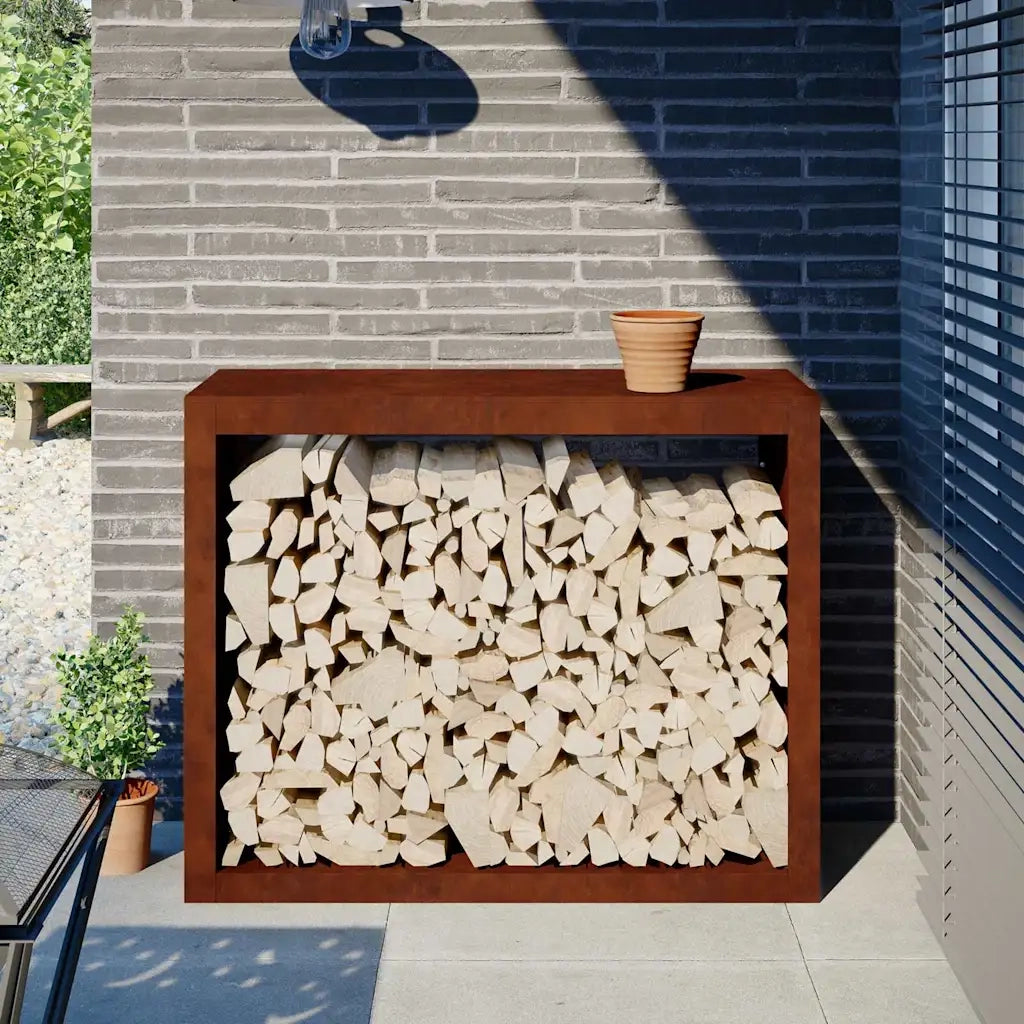 Rack per Legna da Ardere 100x40x80 cm in Acciaio Corten 850981