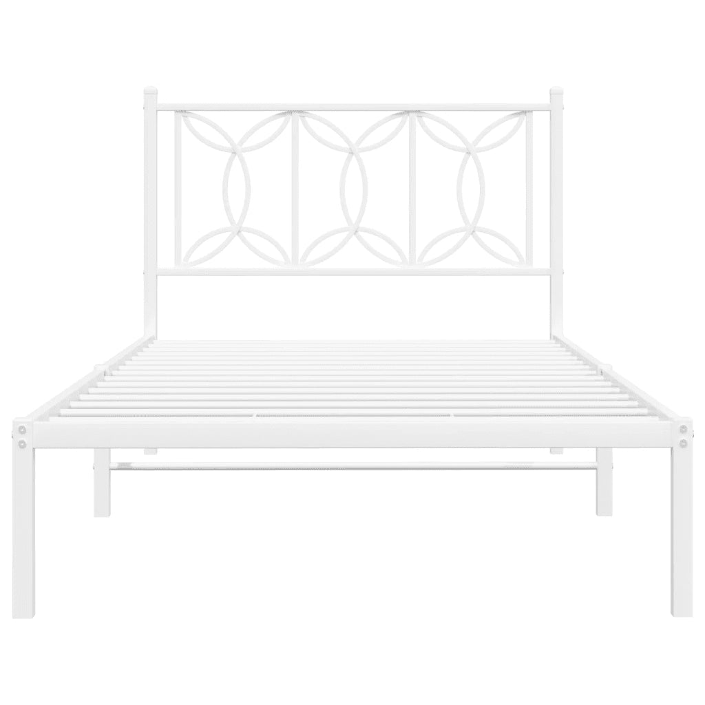 Giroletto con Testiera Metallo Bianco 100x200 cm 376172