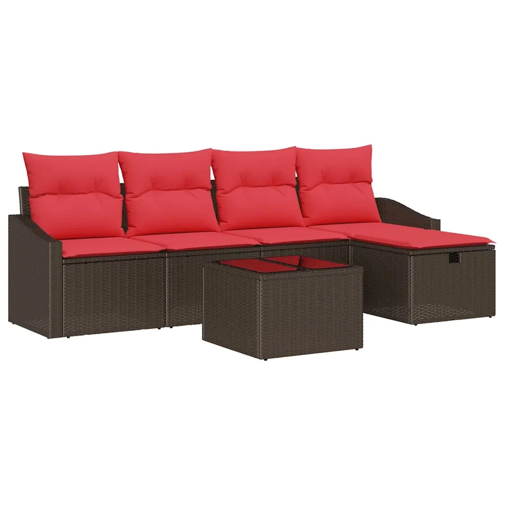 Set di divani con cuscino con archiviazione Marrone polyrattan 3359273