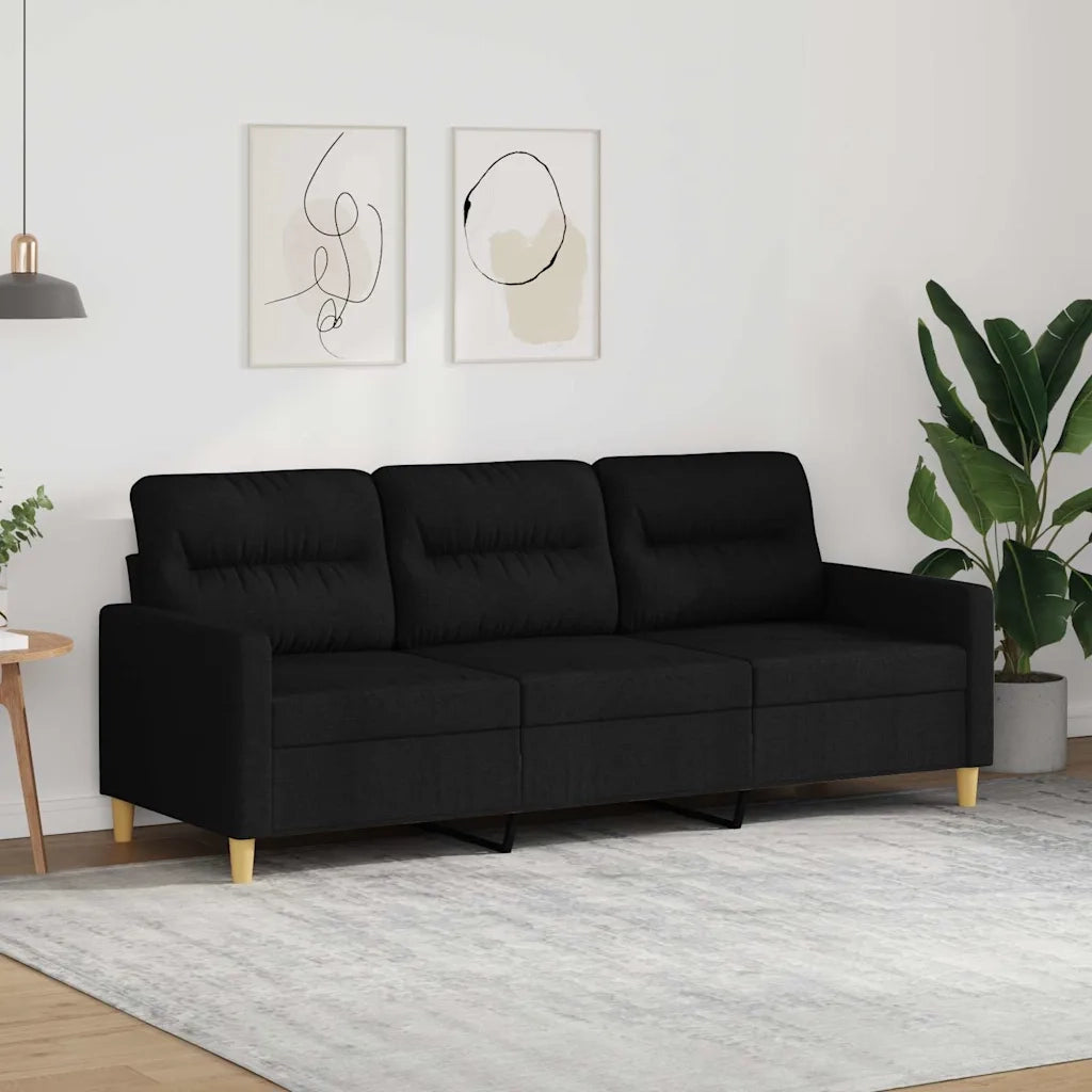 Divano a 3 Posti-Sofa 3 Posti Nero 180 cm in Tessuto 358991