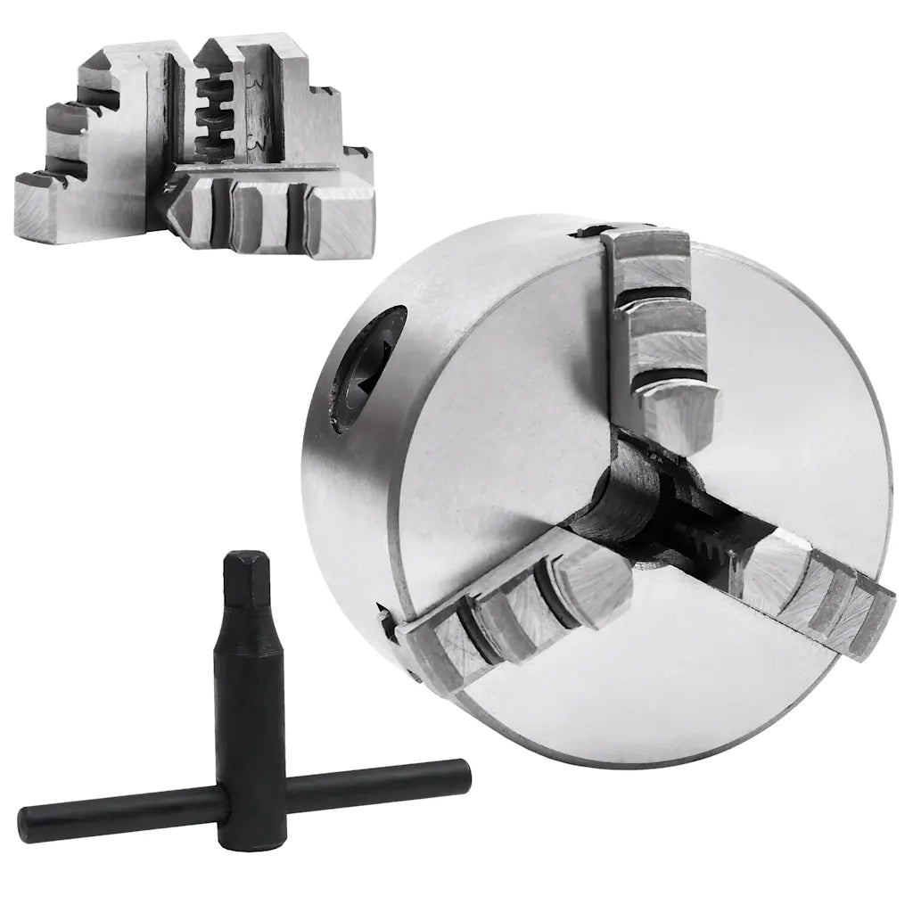 Mandrino per Tornio a 3 Griffe Autocentrante 80 mm in Acciaio CFW7153458