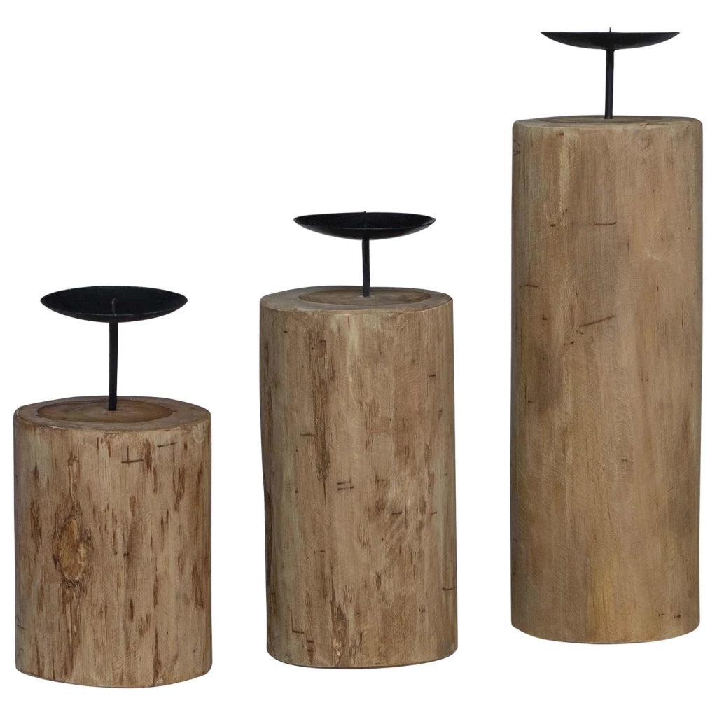 Candelabro 3 pz Naturale Legno massello di teak CFW2122138