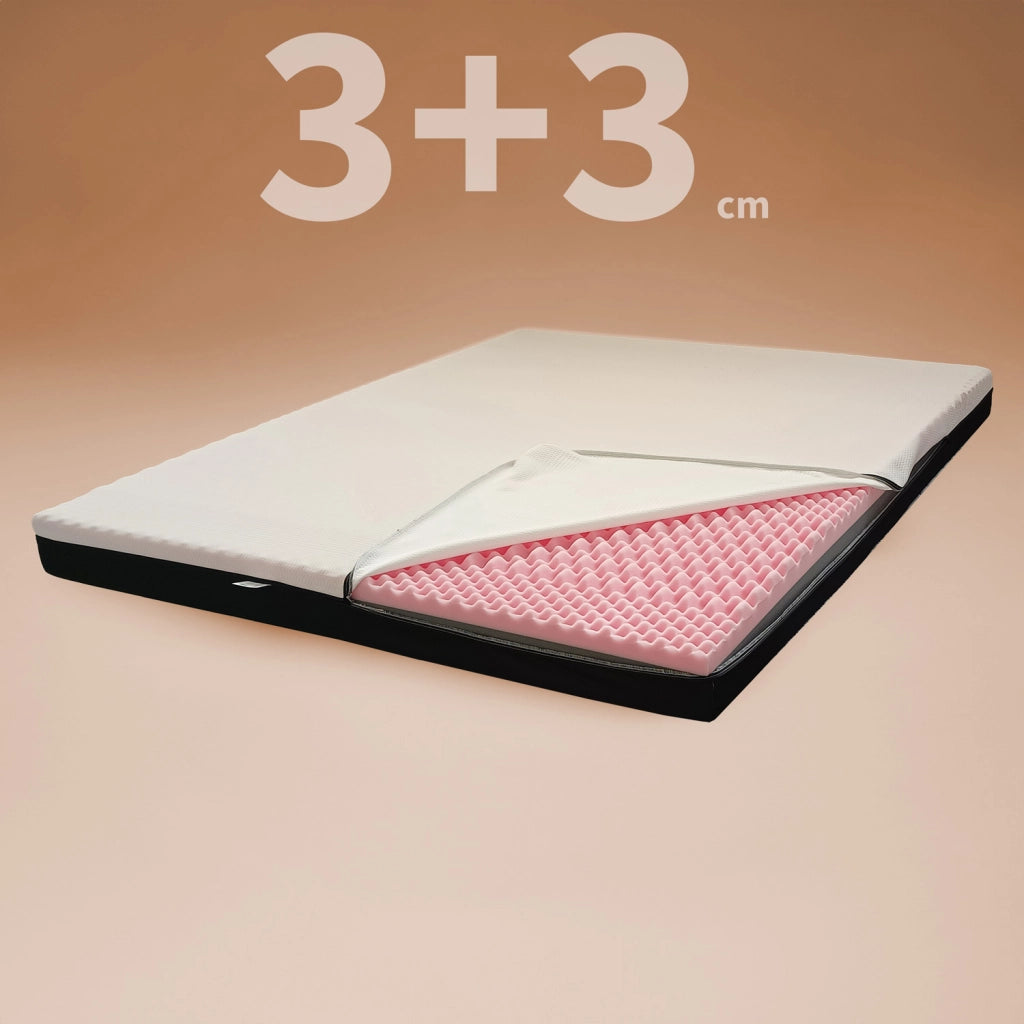 Topper MEMORY + Topper RIGIDO ORTOPEDICO ALTO 6 cm | TOPPER MEMORY e RIGIDO singolo 80X190 Cm | Materasso con tessuto SFODERABILE | Topper doppia rigiditï¿½ - MOD. FOX H6