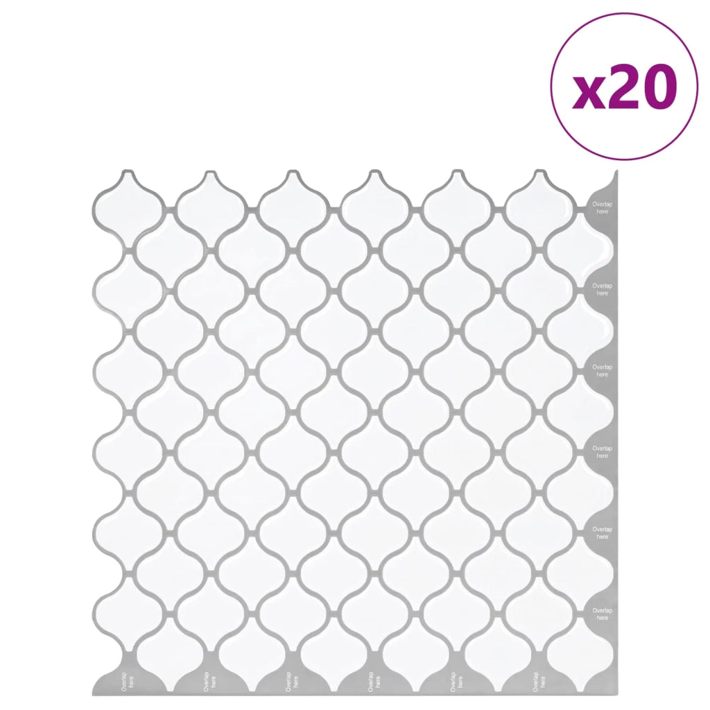 Piastrella Lanturn 20 pcs Bianco 27 x 27 cm Poliuretano e PET 42046235