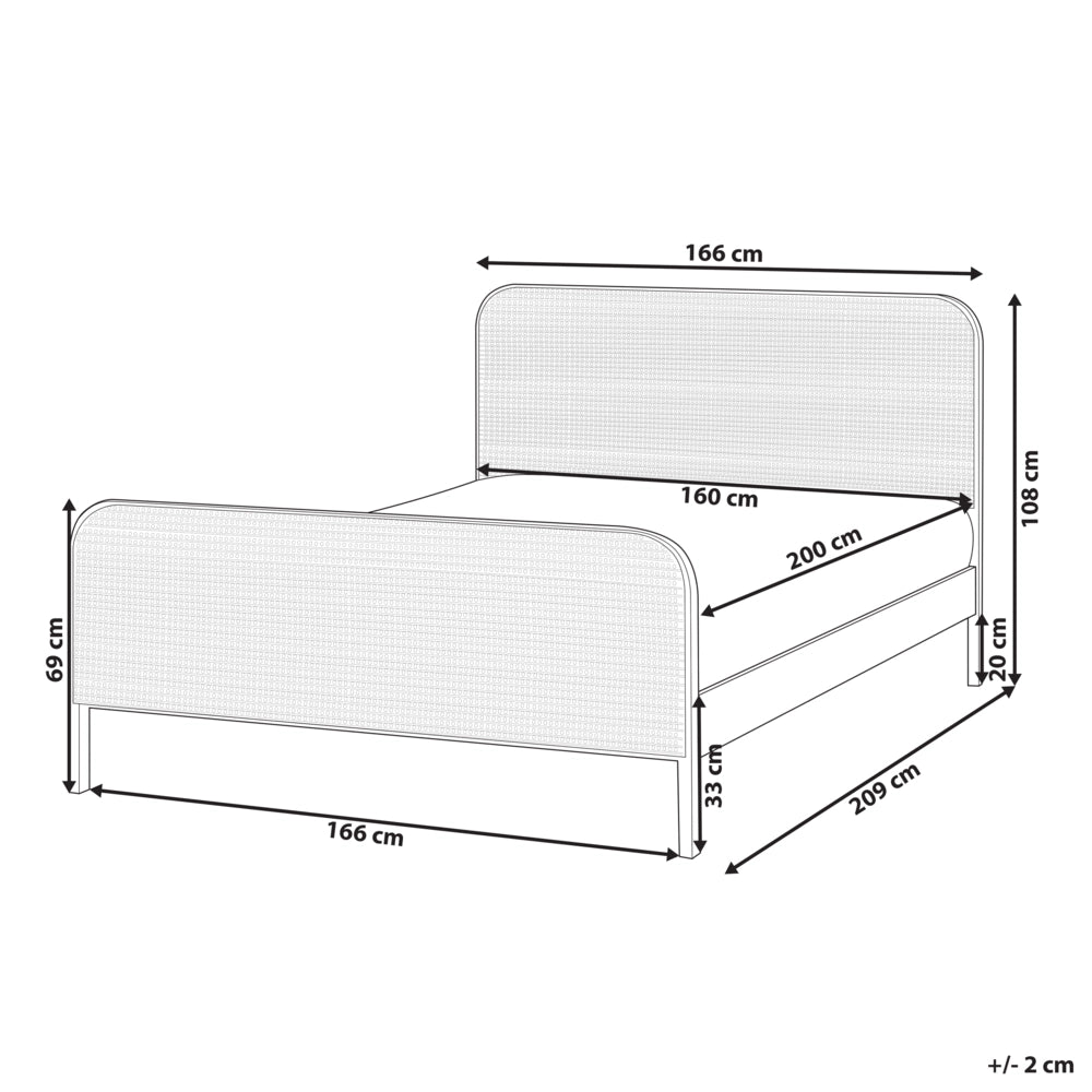 Letto in legno di pino marrone chiaro UE matrimoniale 160 x 200 cm con testata a treccia viennese a doghe stile rustico minimalista