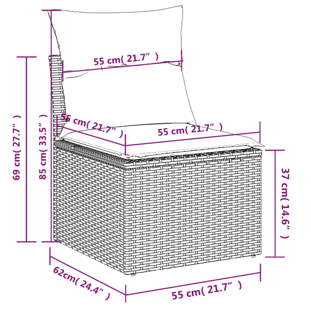 Set Divani da Giardino con Cuscini 8 pz Nero in Polyrattan 3226244