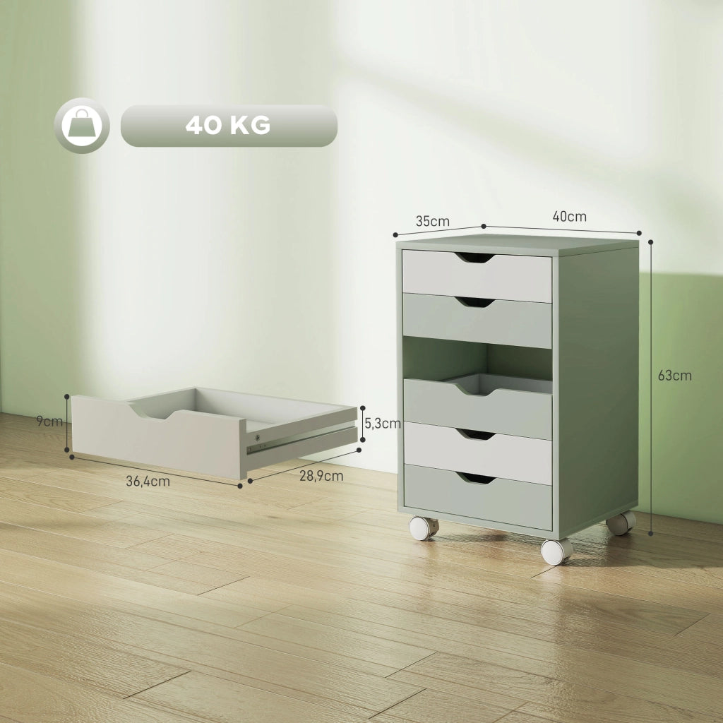 Scrivania con cassetti e ruote ¨C zephmum ¨C 6 cassetti, verde