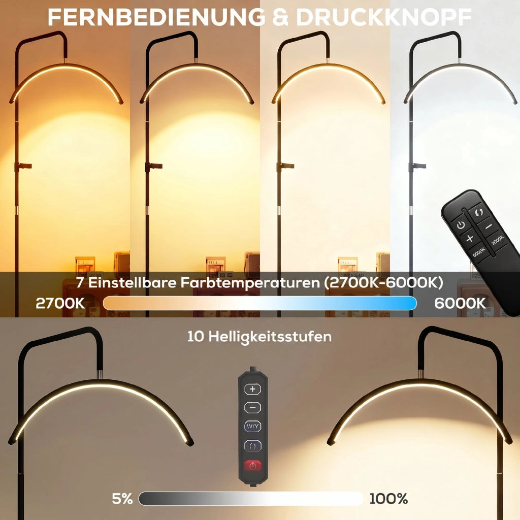 Lampada da Terra con Testa Girevole 350¡ã e Supporto Smartphone ¨C Xylo ¨C 7 Temperature di Colore