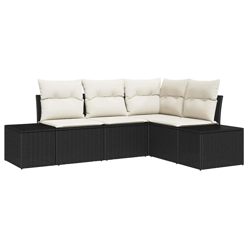 Set Divano da Giardino 4 pcs Nero e Crema polyrattan 3355706