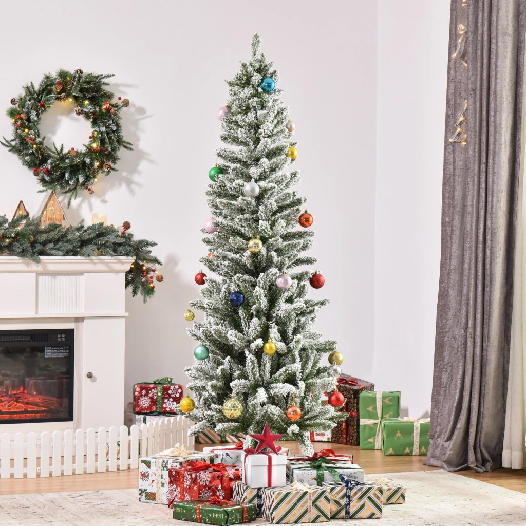 Albero di Natale Artificiale ¨C Minimal ¨C Verde e Bianco 60x180 cm