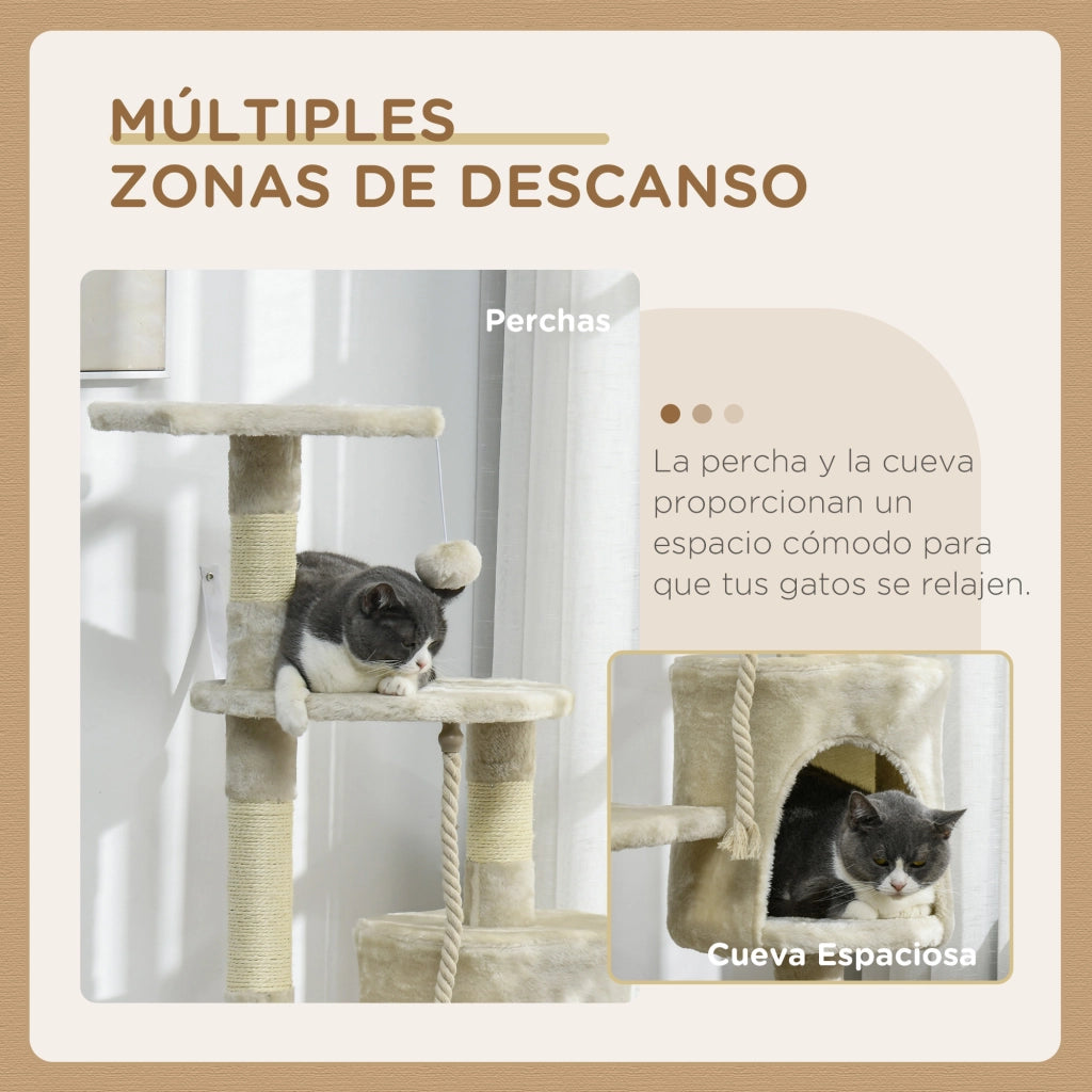 Albero per Gatti con Piattaforme e Giocattoli ¨C Minimal ¨C 116 cm Beige